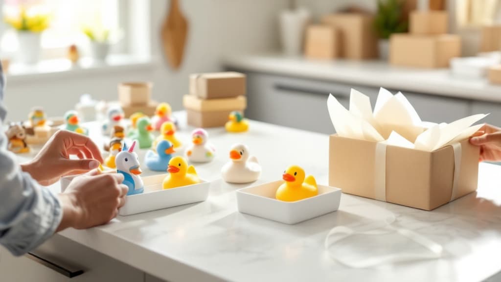Themed rubber duck bundles displayed for events